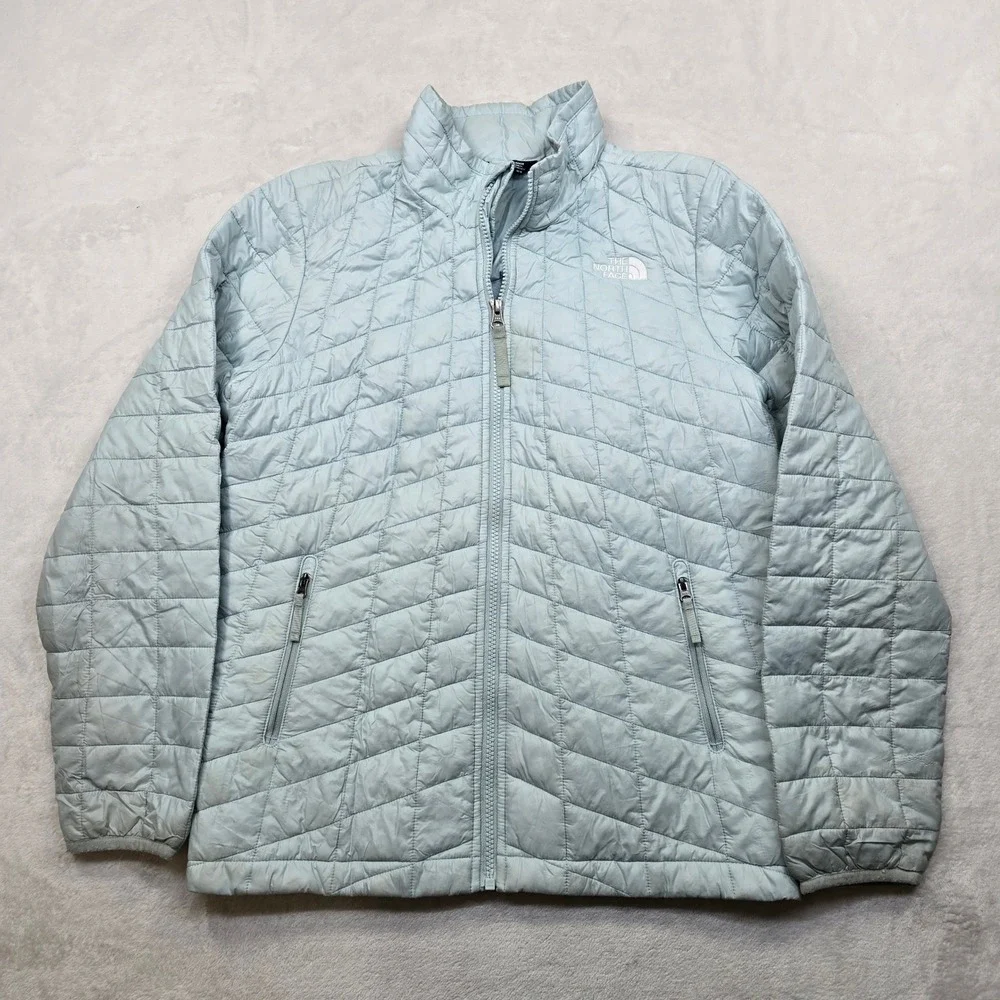 The North Face Quilted Jacket Youth Jr Large 14 16 Lt‎ Blue Insulated Primaloft